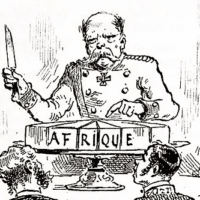  | An uncredited cartoon depicting Otto von Bismarck at the Berlin Conference 1884 85 cutting a cake labeled Africa with a knife symbolizing the division of the continent 3 January 1885 | MR Online